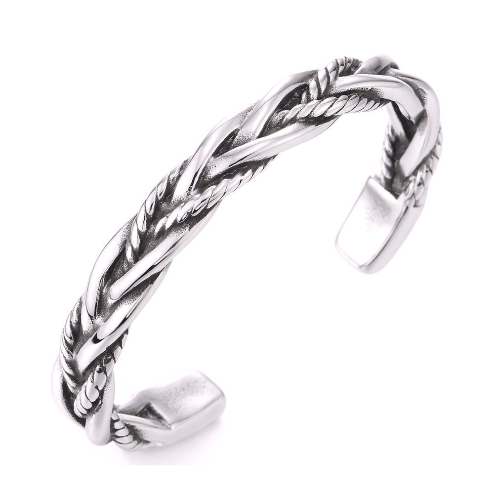 NEW Solid Unisex Braided 925 Sterling Silver Cuff Bracelet